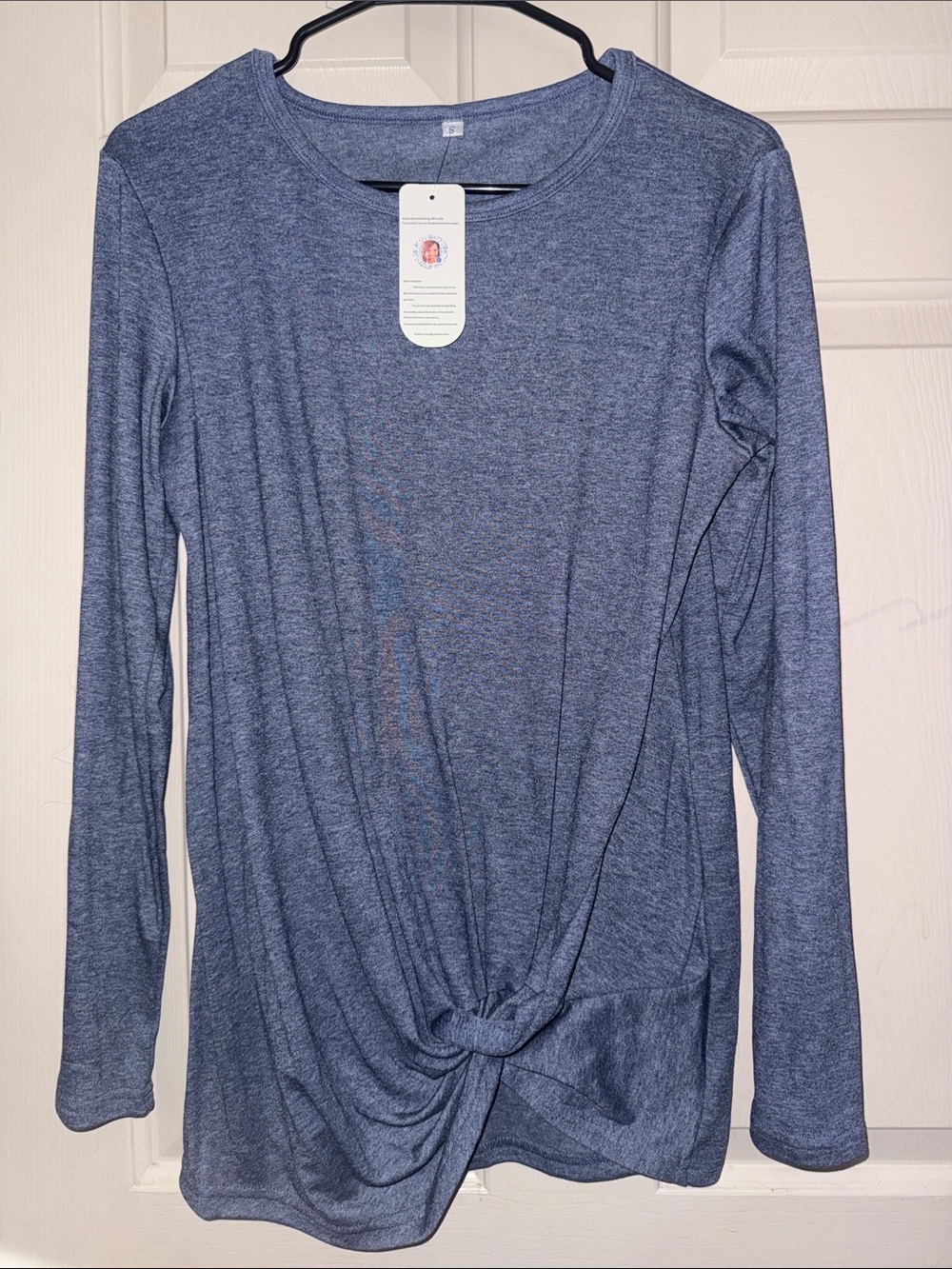 Women's Small NWT Twist-Front Long Sleeve Top - Blue